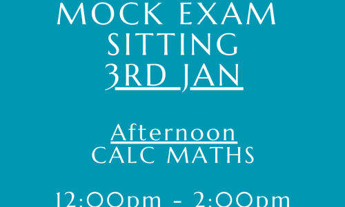 3rd Jan: Official Mock Exam – Maths Calculator (12pm – 2pm)